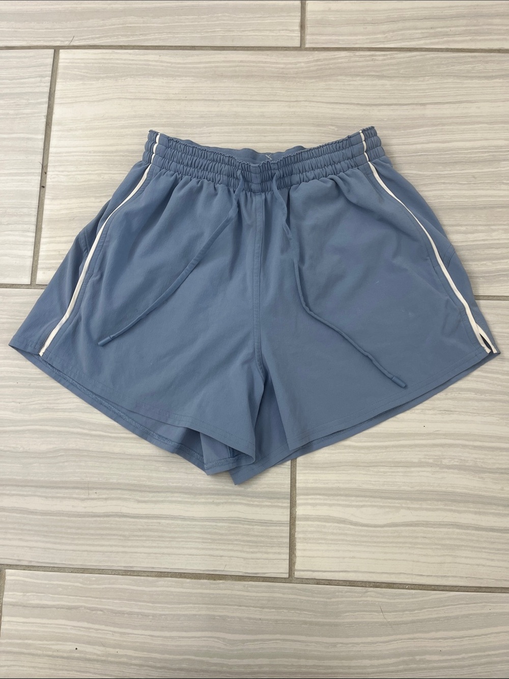 lululemon athletica Dusty Blue Athletic Shorts with White Trim